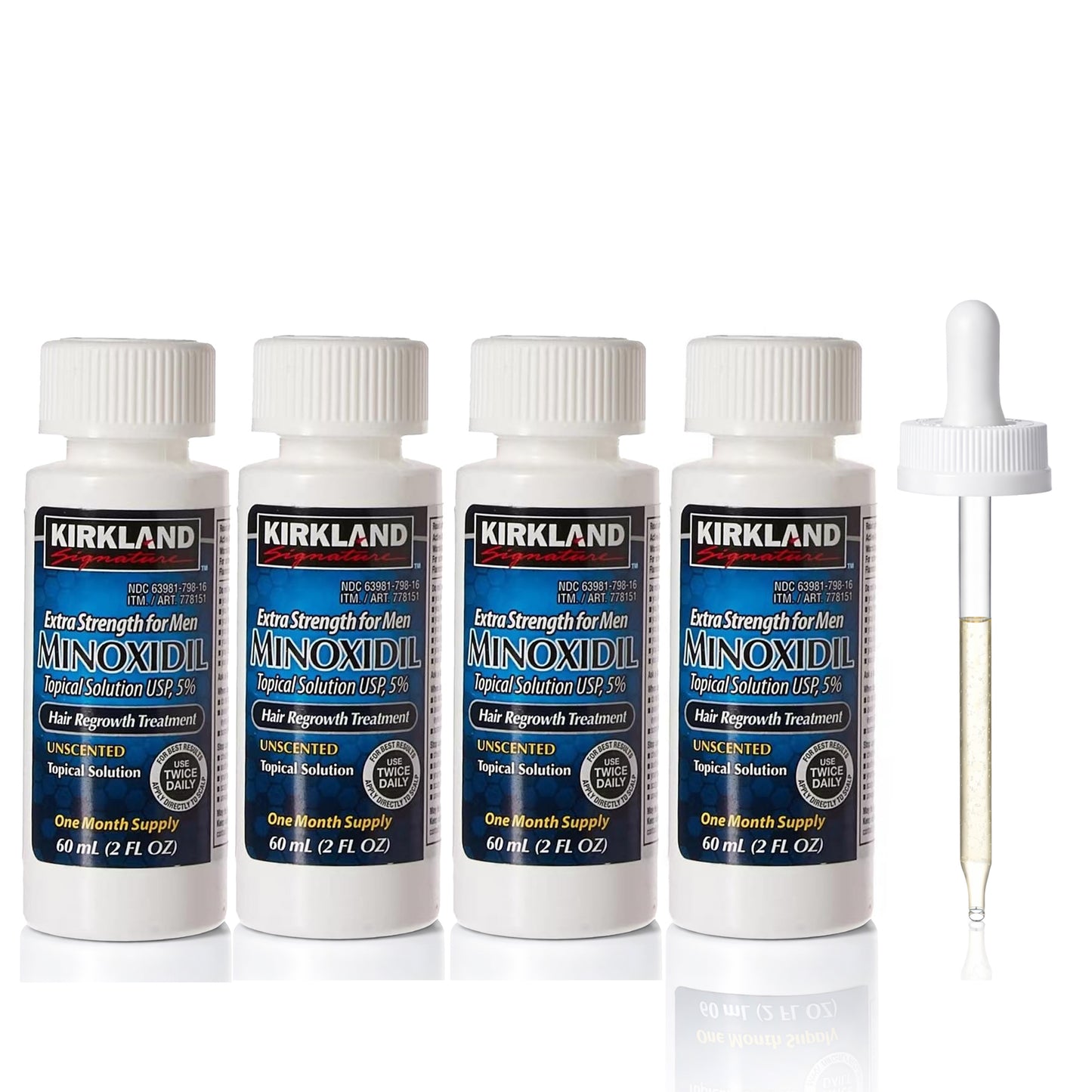 Kirkland Men Hair Loss Regrowth Revitalizes Hair Follicles 5% Minoxidil Topical Solution 3 Months Supply Size 3 X 2 Fl. Oz (60 Ml) Original